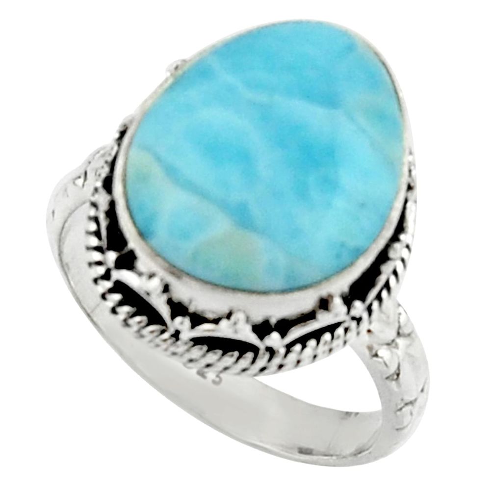 9.44cts natural blue larimar 925 silver solitaire ring jewelry size 8.5 r22354