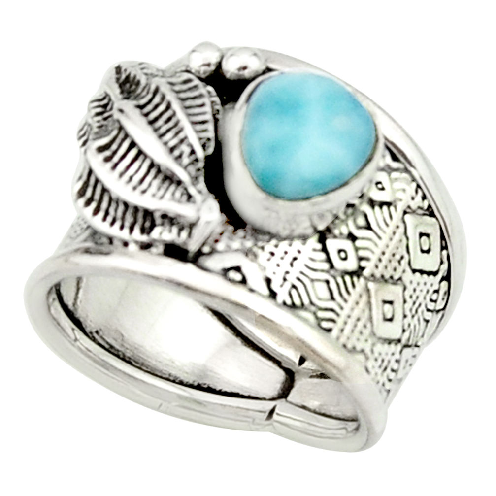 2.06cts natural blue larimar 925 silver solitaire ring jewelry size 6.5 r22397