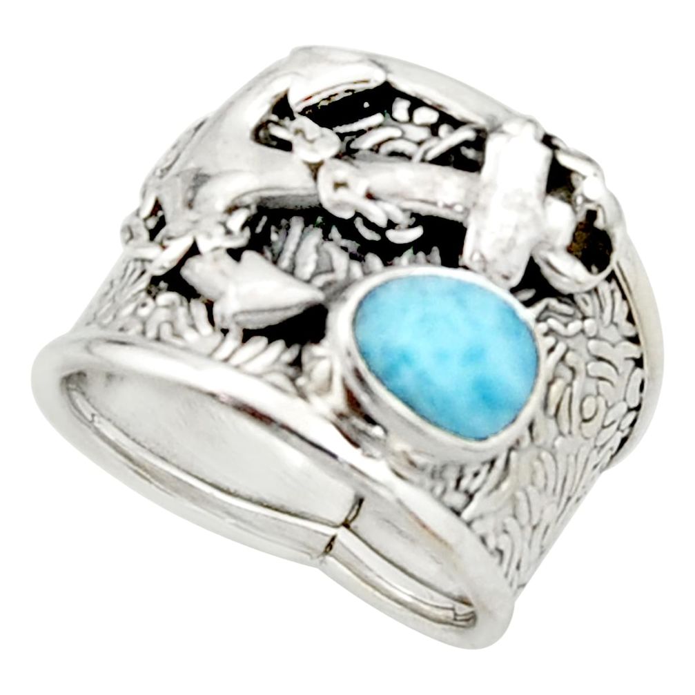 2.81cts natural blue larimar 925 silver solitaire ring jewelry size 6.5 r22408