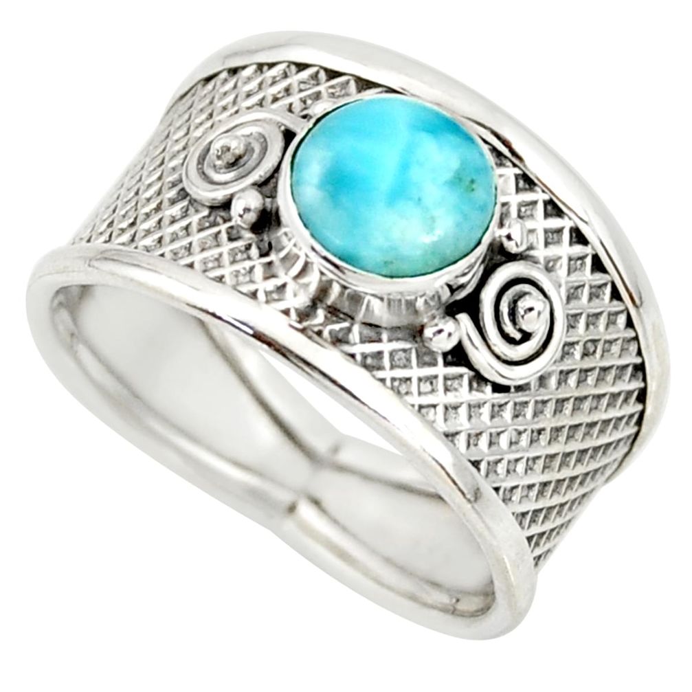 1.34cts natural blue larimar 925 silver solitaire ring jewelry size 8.5 r34661