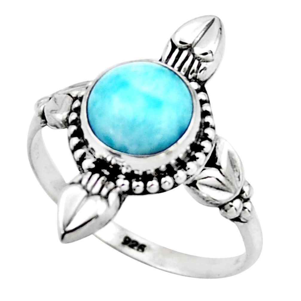 3.03cts natural blue larimar 925 silver solitaire ring jewelry size 8.5 r41421