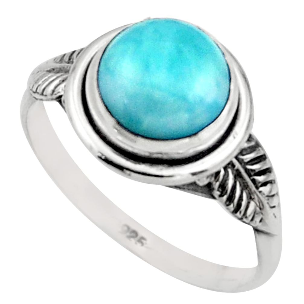 2.87cts natural blue larimar 925 silver solitaire ring jewelry size 7.5 r41502