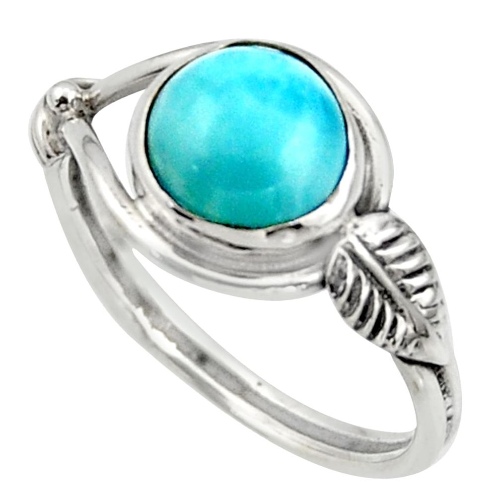 3.29cts natural blue larimar 925 silver solitaire ring jewelry size 8.5 r41523