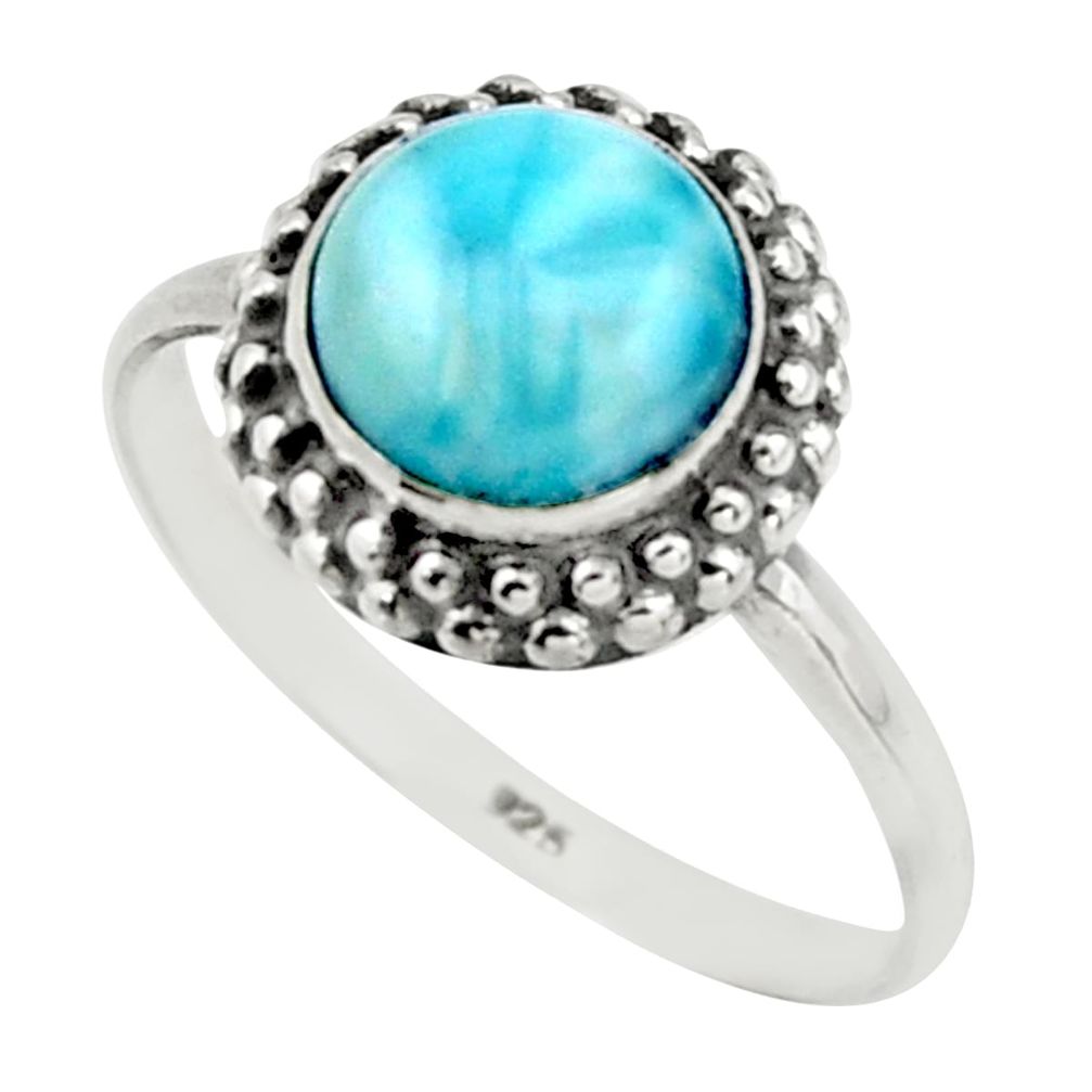 3.06cts natural blue larimar 925 silver solitaire ring jewelry size 8.5 r41541