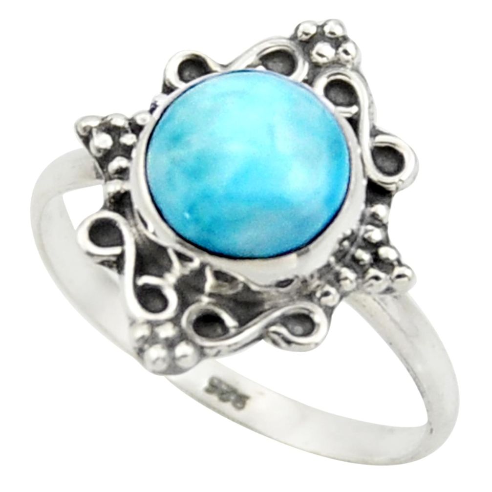 2.82cts natural blue larimar 925 silver solitaire ring jewelry size 7.5 r41566