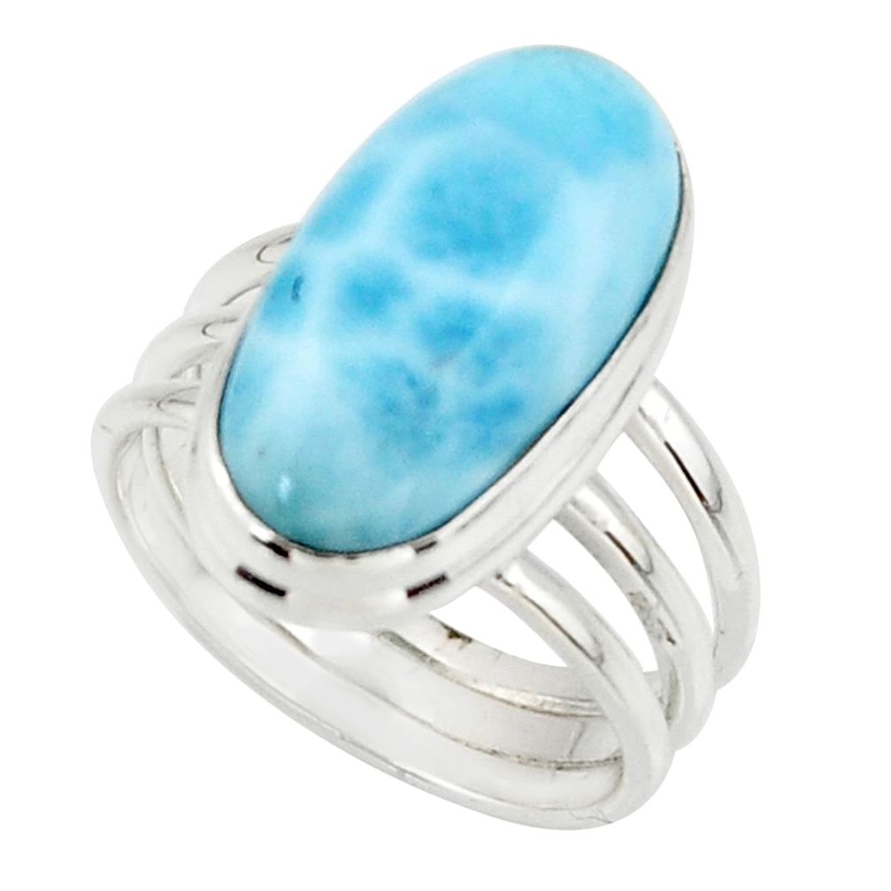 7.92cts natural blue larimar 925 silver solitaire ring jewelry size 6.5 r48087