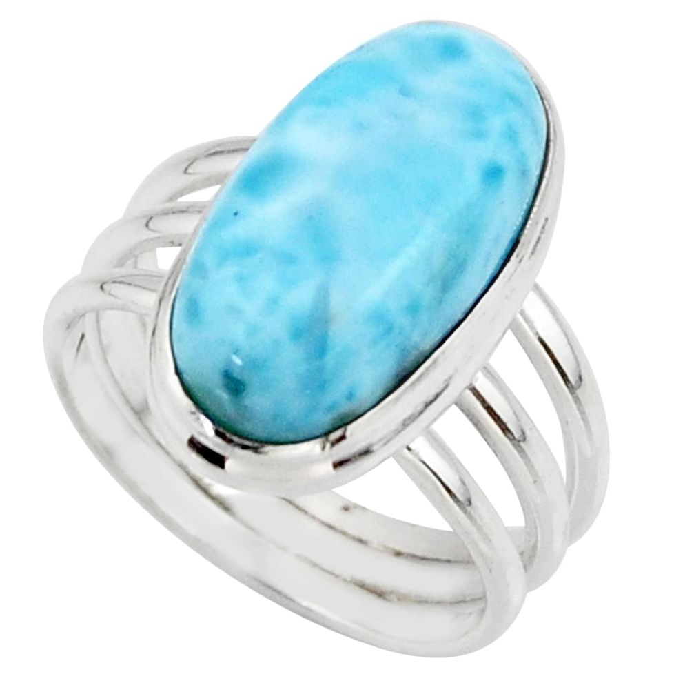 8.42cts natural blue larimar 925 silver solitaire ring jewelry size 7.5 r48095