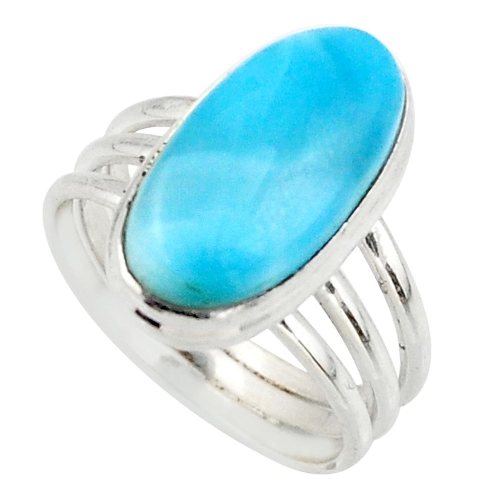 8.41cts natural blue larimar 925 silver solitaire ring jewelry size 8.5 r48098