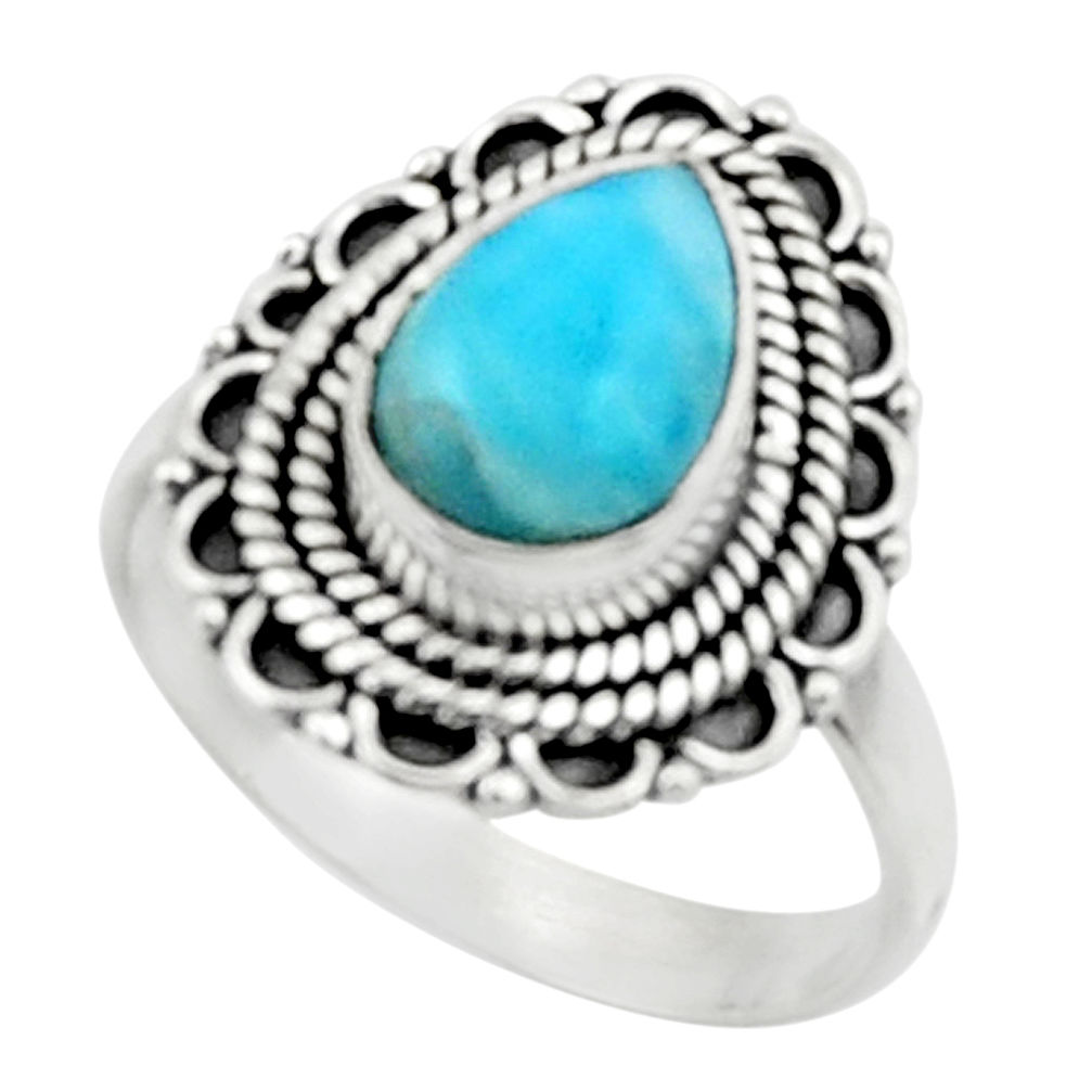 2.41cts natural blue larimar 925 silver solitaire ring jewelry size 7.5 r52426