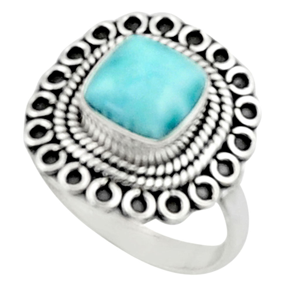 3.13cts natural blue larimar 925 silver solitaire ring jewelry size 7.5 r52430