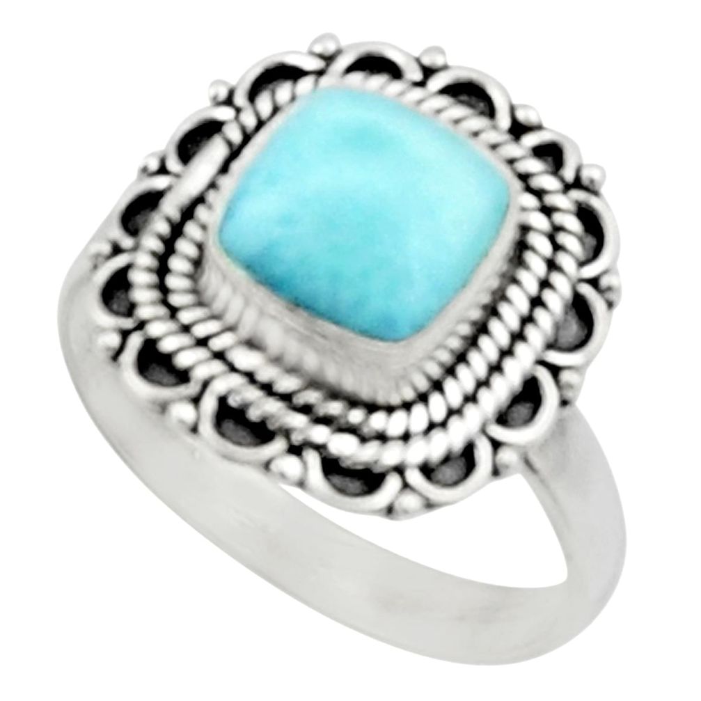 3.19cts natural blue larimar 925 silver solitaire ring jewelry size 8.5 r52433