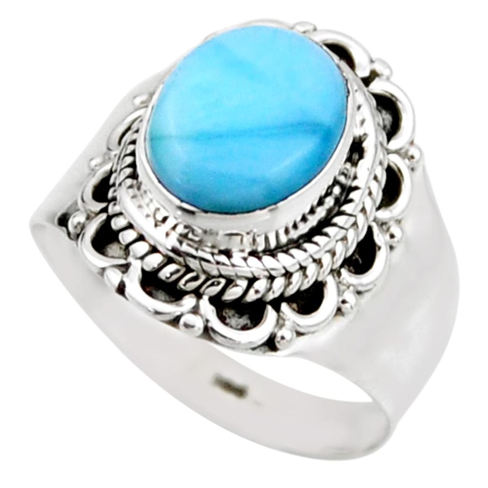 3.51cts natural blue larimar 925 silver solitaire ring jewelry size 6.5 r53541