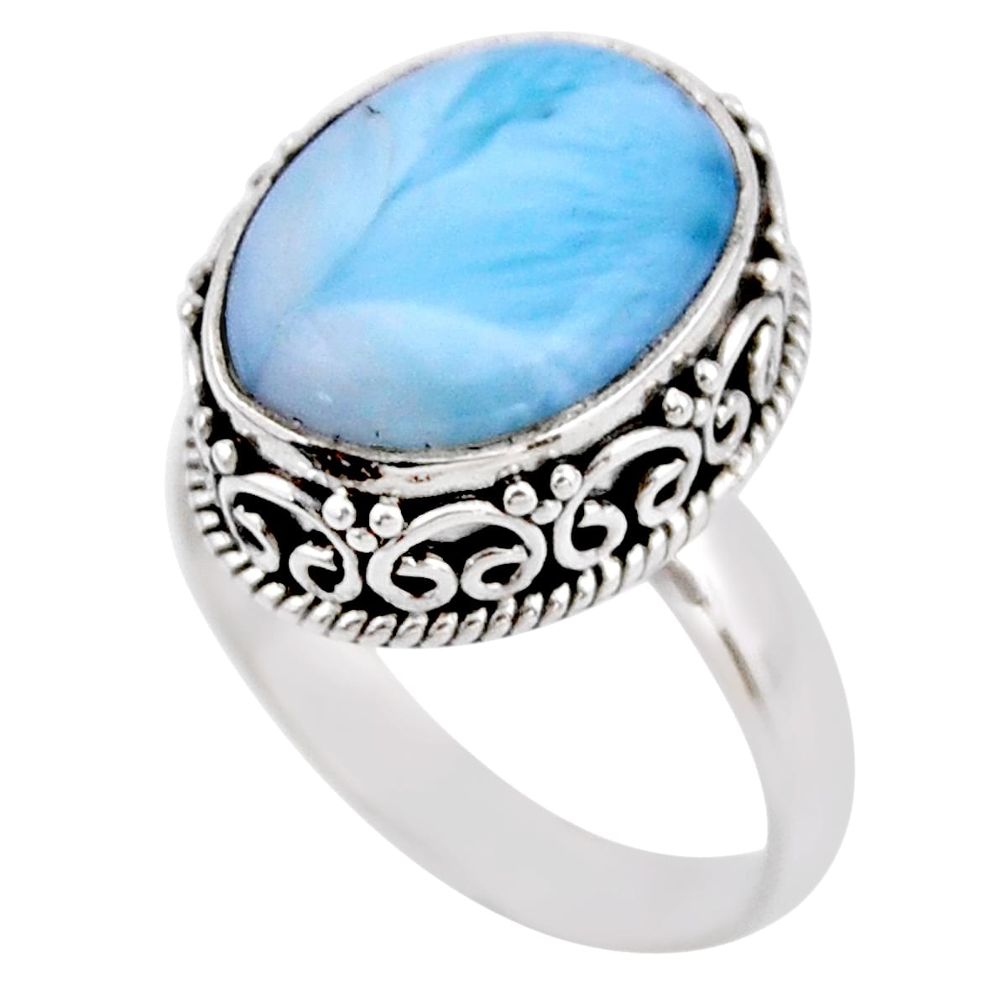7.66cts natural blue larimar 925 silver solitaire ring jewelry size 8.5 r53775