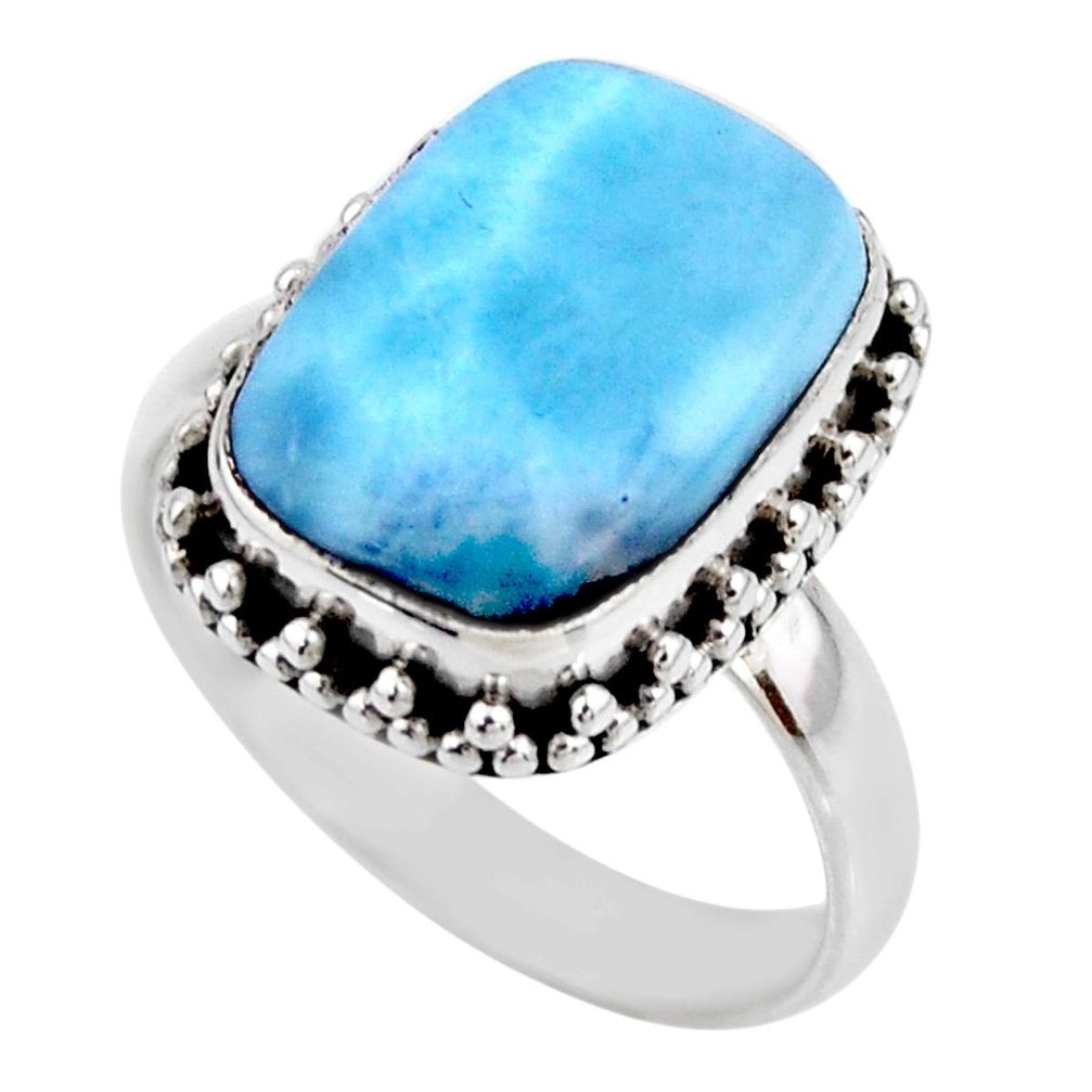 6.53cts natural blue larimar 925 silver solitaire ring jewelry size 8.5 r53807