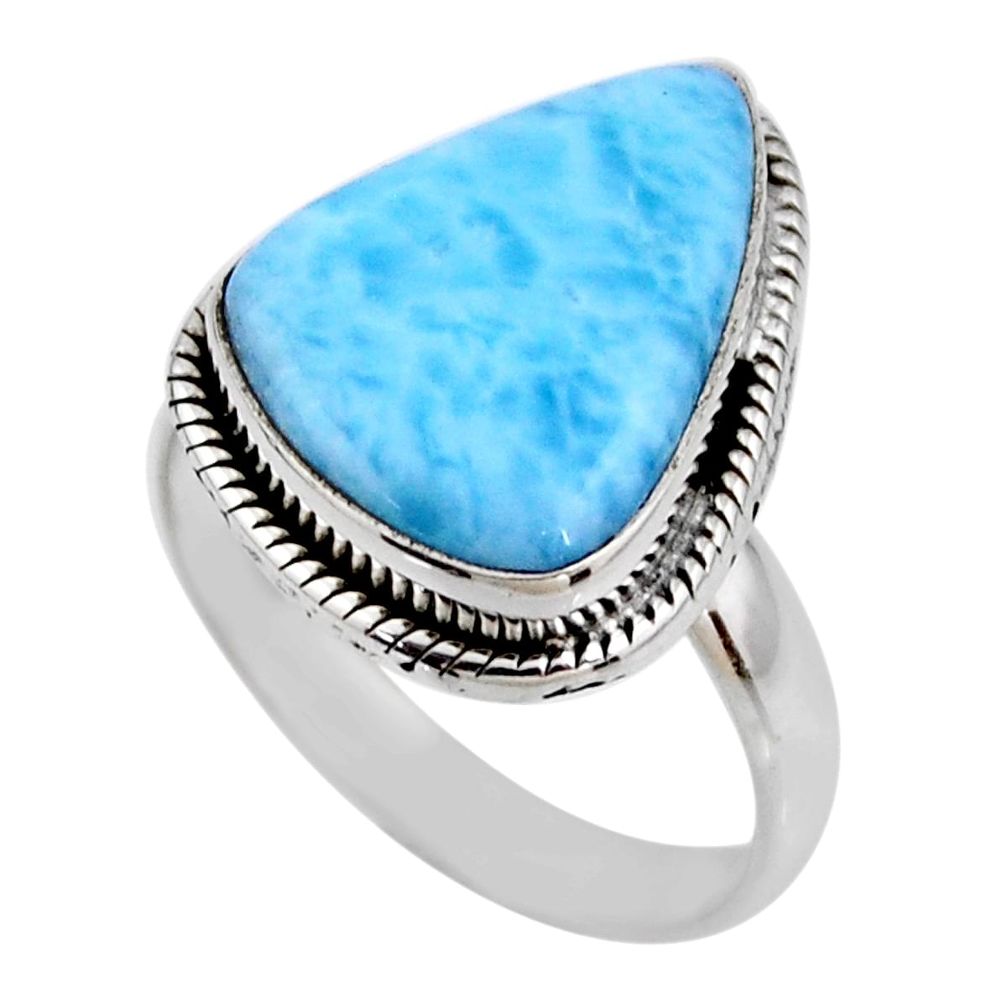 9.54cts natural blue larimar 925 silver solitaire ring jewelry size 8.5 r53817