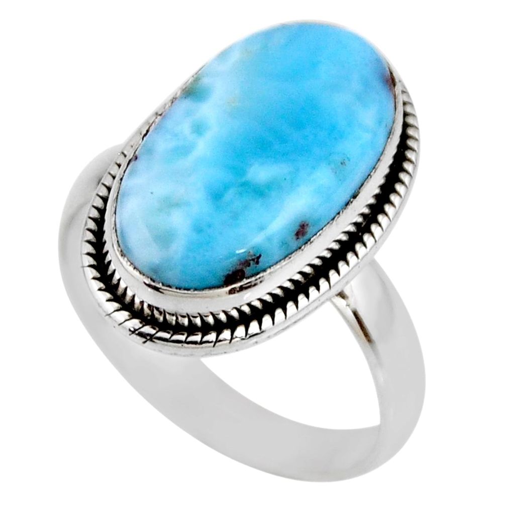 7.82cts natural blue larimar 925 silver solitaire ring jewelry size 7.5 r53837