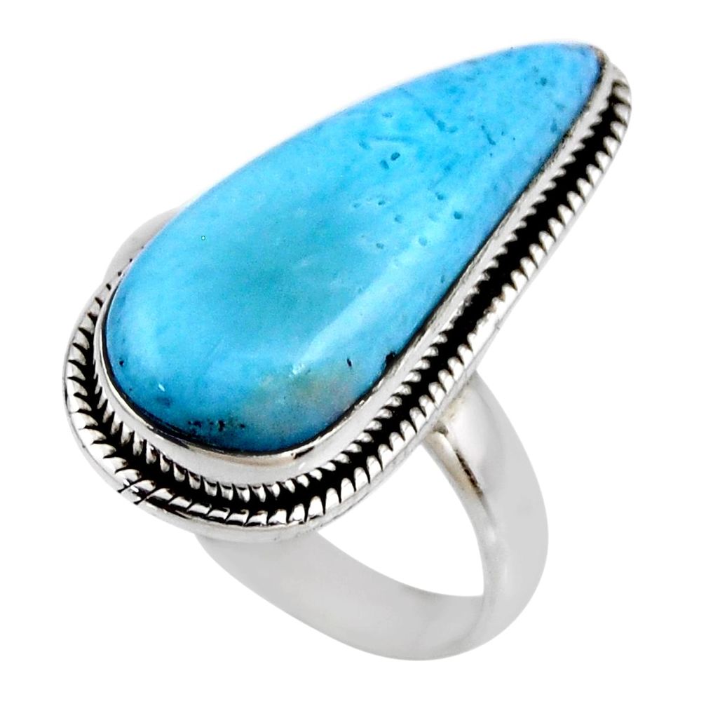 7.89cts natural blue larimar 925 silver solitaire ring jewelry size 7.5 r53839