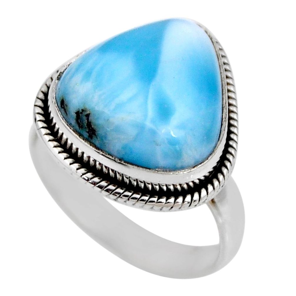 9.54cts natural blue larimar 925 silver solitaire ring jewelry size 7.5 r53840