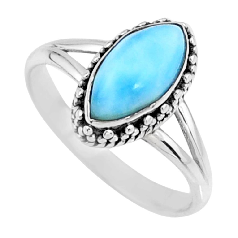 2.57cts natural blue larimar 925 silver solitaire ring jewelry size 7.5 r57470