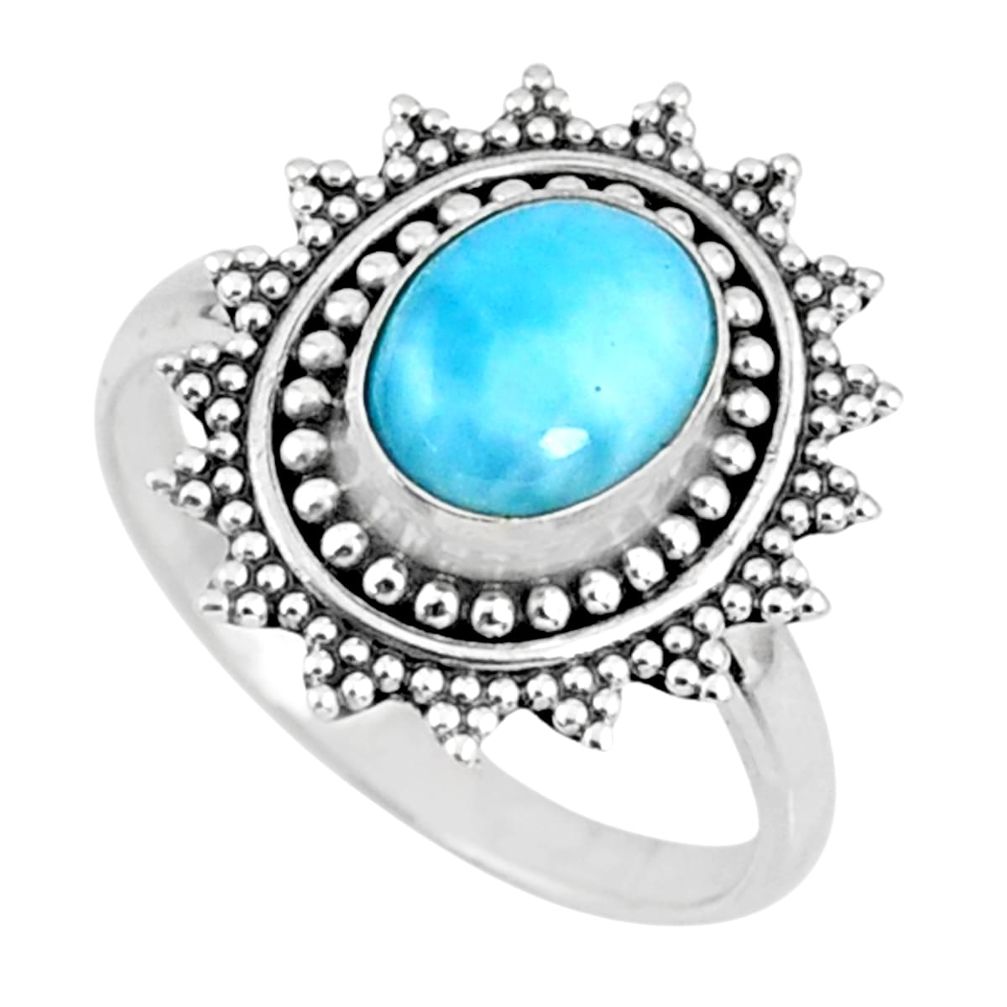 3.01cts natural blue larimar 925 silver solitaire ring jewelry size 8.5 r57480