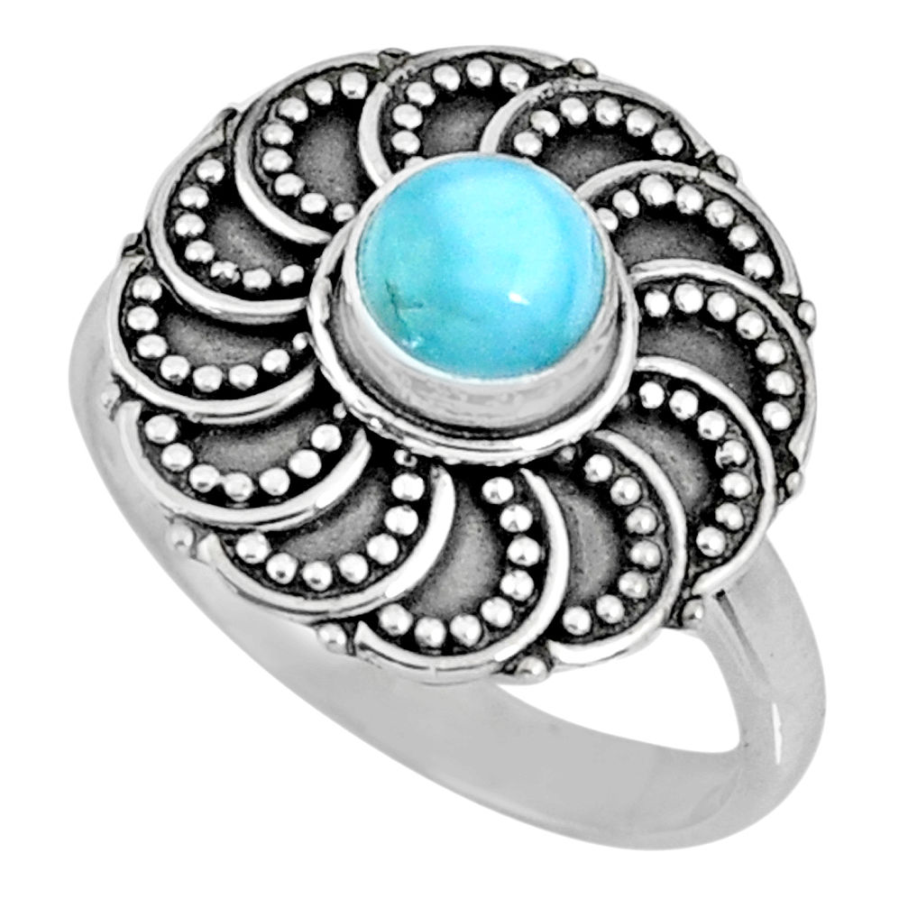 0.89cts natural blue larimar 925 silver solitaire ring jewelry size 8.5 r57887