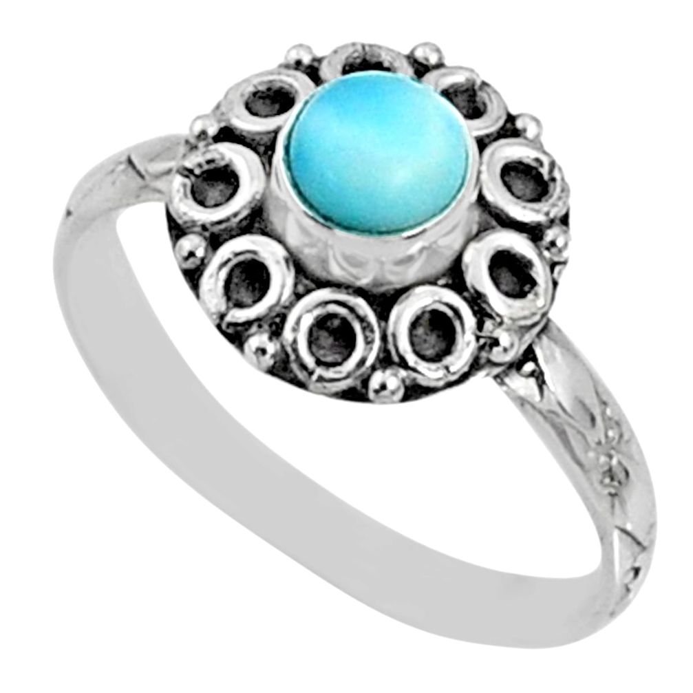 1.01cts natural blue larimar 925 silver solitaire ring jewelry size 8.5 r64822