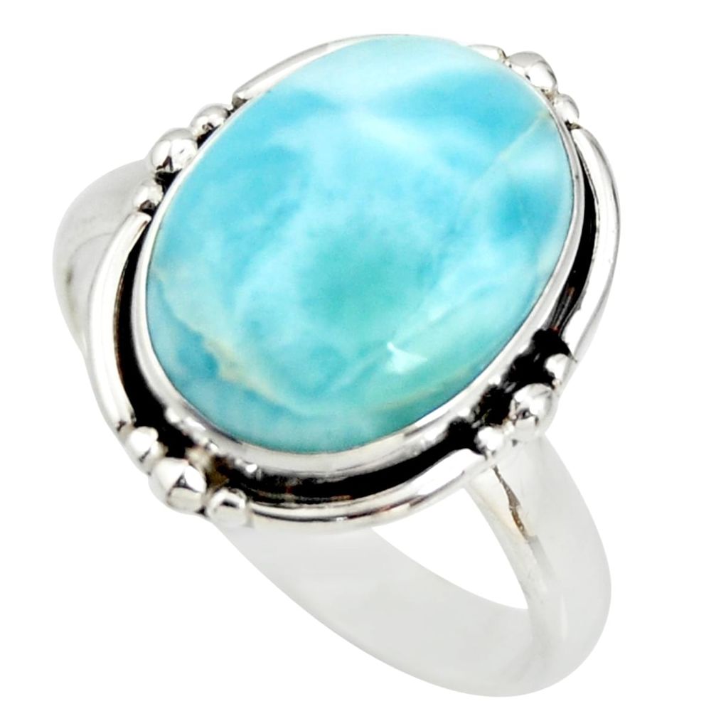 10.33cts natural blue larimar 925 silver solitaire ring jewelry size 12 r26205