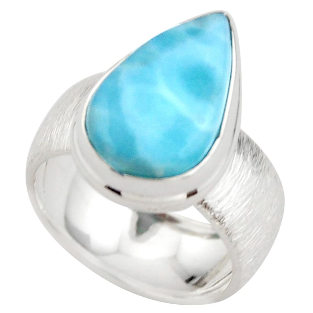 7.07cts natural blue larimar 925 silver solitaire ring jewelry size 6 r21450