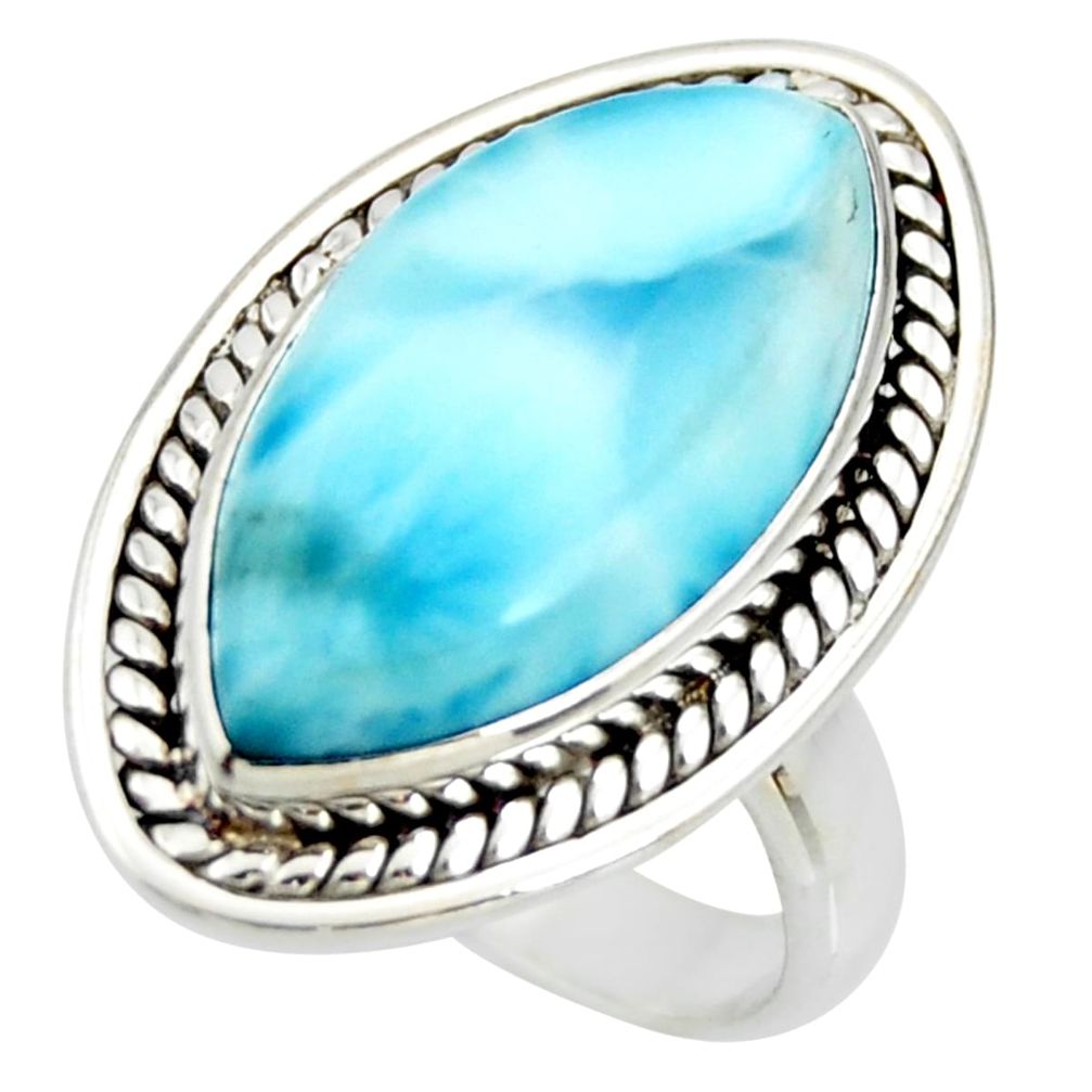 11.89cts natural blue larimar 925 silver solitaire ring jewelry size 6 r26216