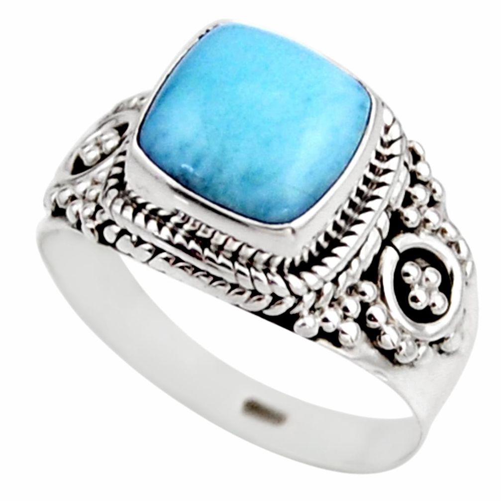 3.32cts natural blue larimar 925 silver solitaire ring jewelry size 6 r53556