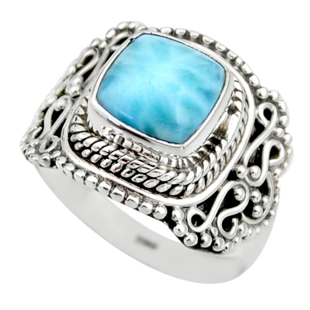 3.28cts natural blue larimar 925 silver solitaire ring jewelry size 6 r53569