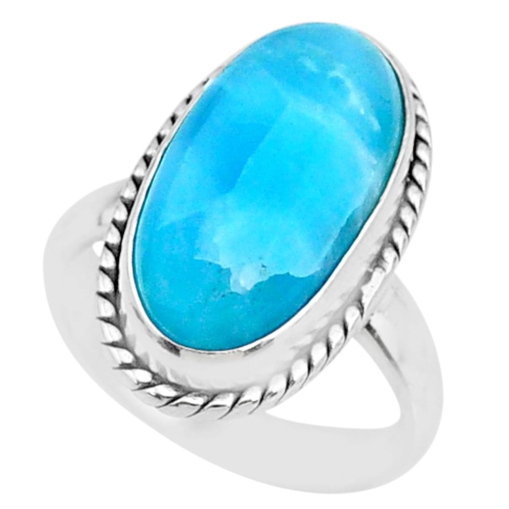 9.04cts natural blue larimar 925 silver solitaire ring jewelry size 6 r72582