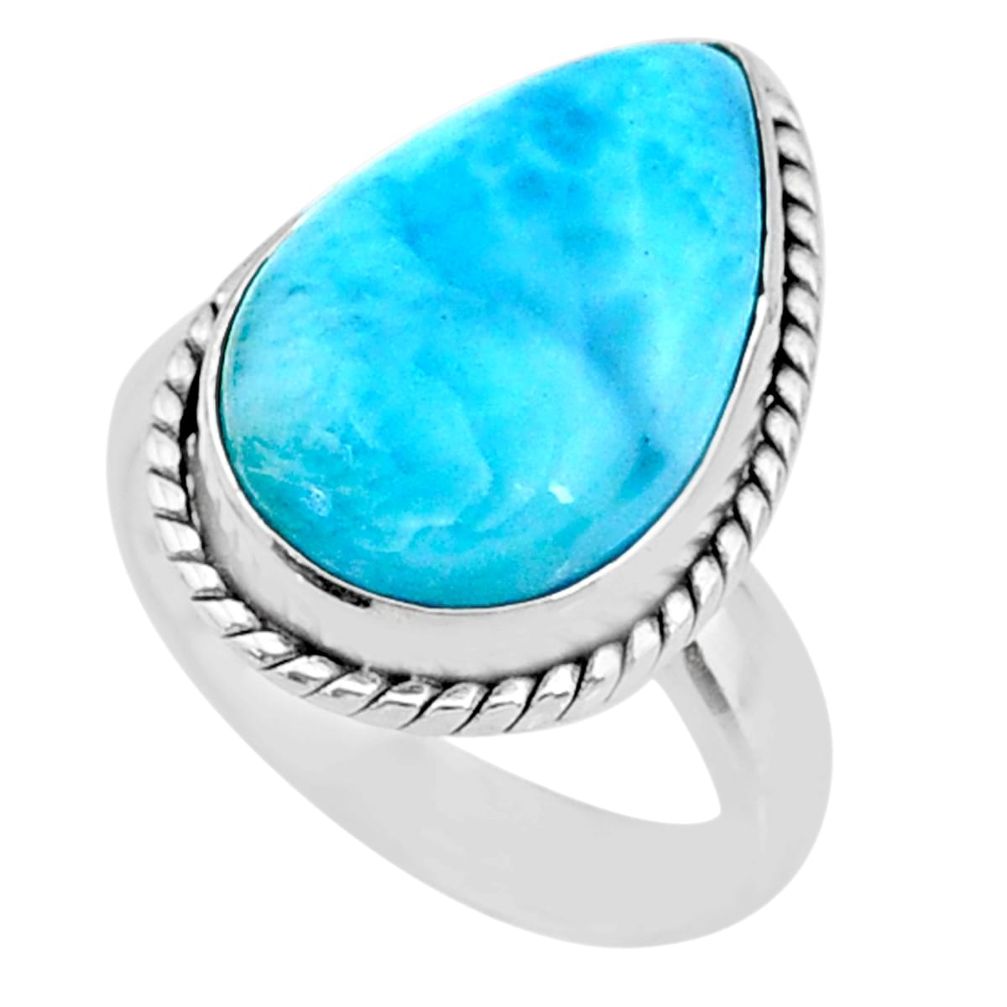 9.65cts natural blue larimar 925 silver solitaire ring jewelry size 6 r72590