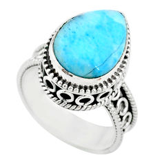 Clearance Sale- 5.63cts natural blue larimar 925 silver solitaire ring jewelry size 6 r83770