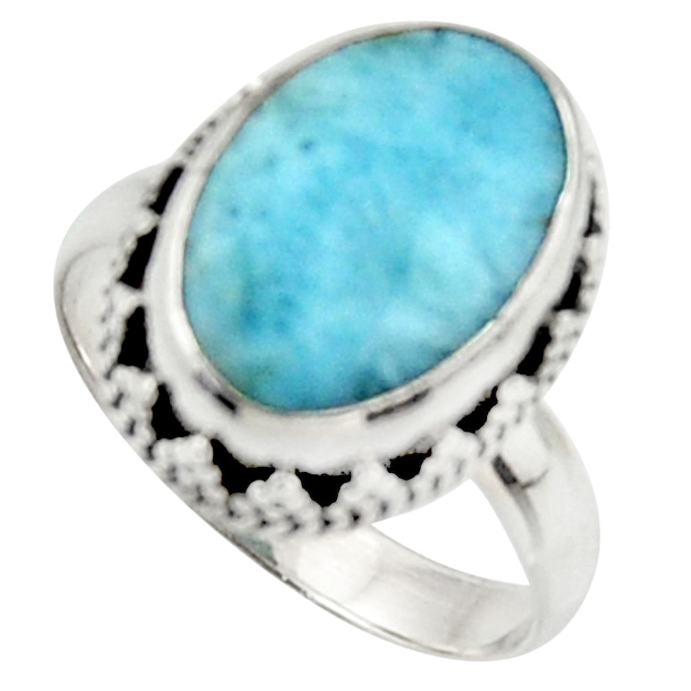 6.04cts natural blue larimar 925 silver solitaire ring jewelry size 7 d46527