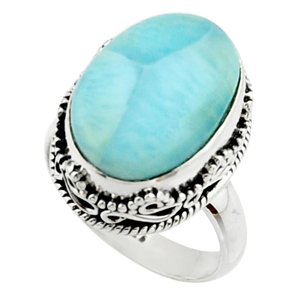 11.22cts natural blue larimar 925 silver solitaire ring jewelry size 7 r22341