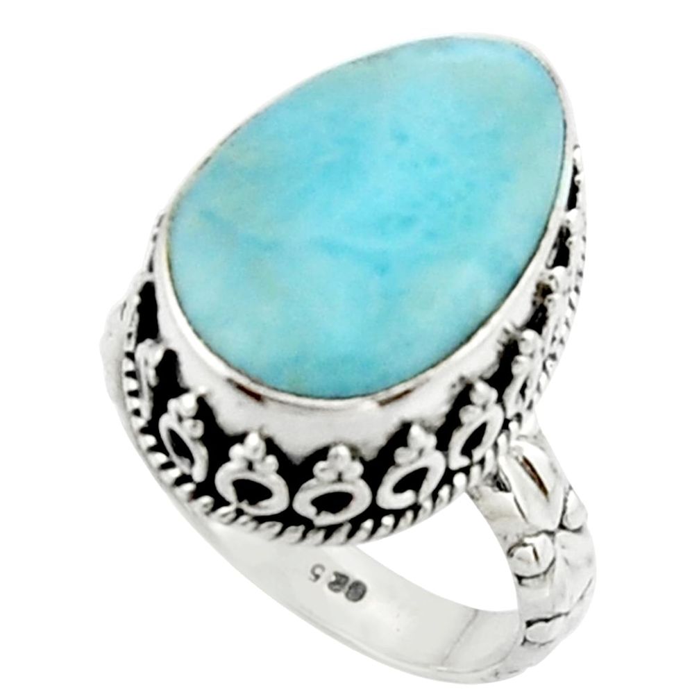 9.56cts natural blue larimar 925 silver solitaire ring jewelry size 7 r22345