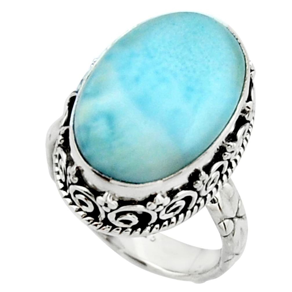 11.83cts natural blue larimar 925 silver solitaire ring jewelry size 7 r22357