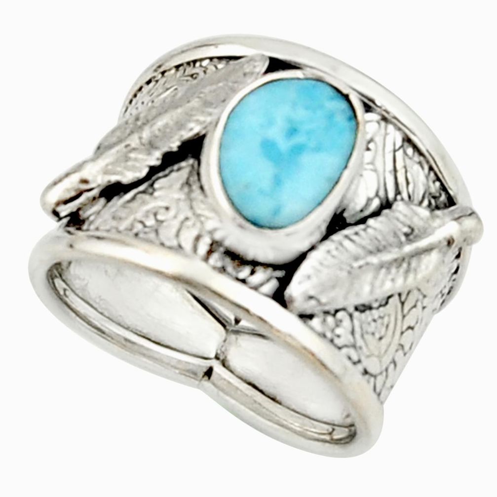 3.24cts natural blue larimar 925 silver solitaire ring jewelry size 7 r22401