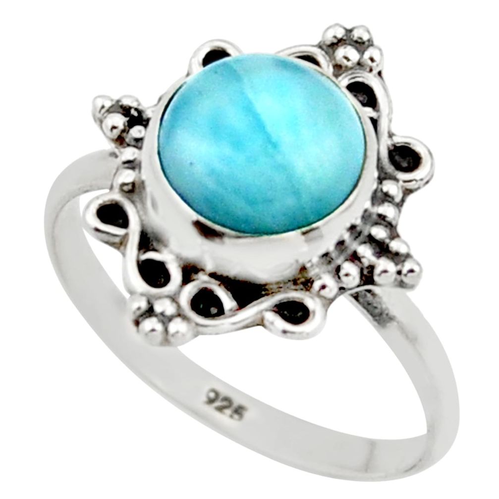 2.82cts natural blue larimar 925 silver solitaire ring jewelry size 7 r41481