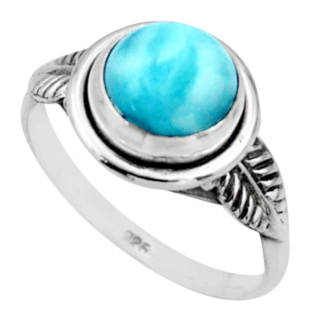 2.89cts natural blue larimar 925 silver solitaire ring jewelry size 7 r41504