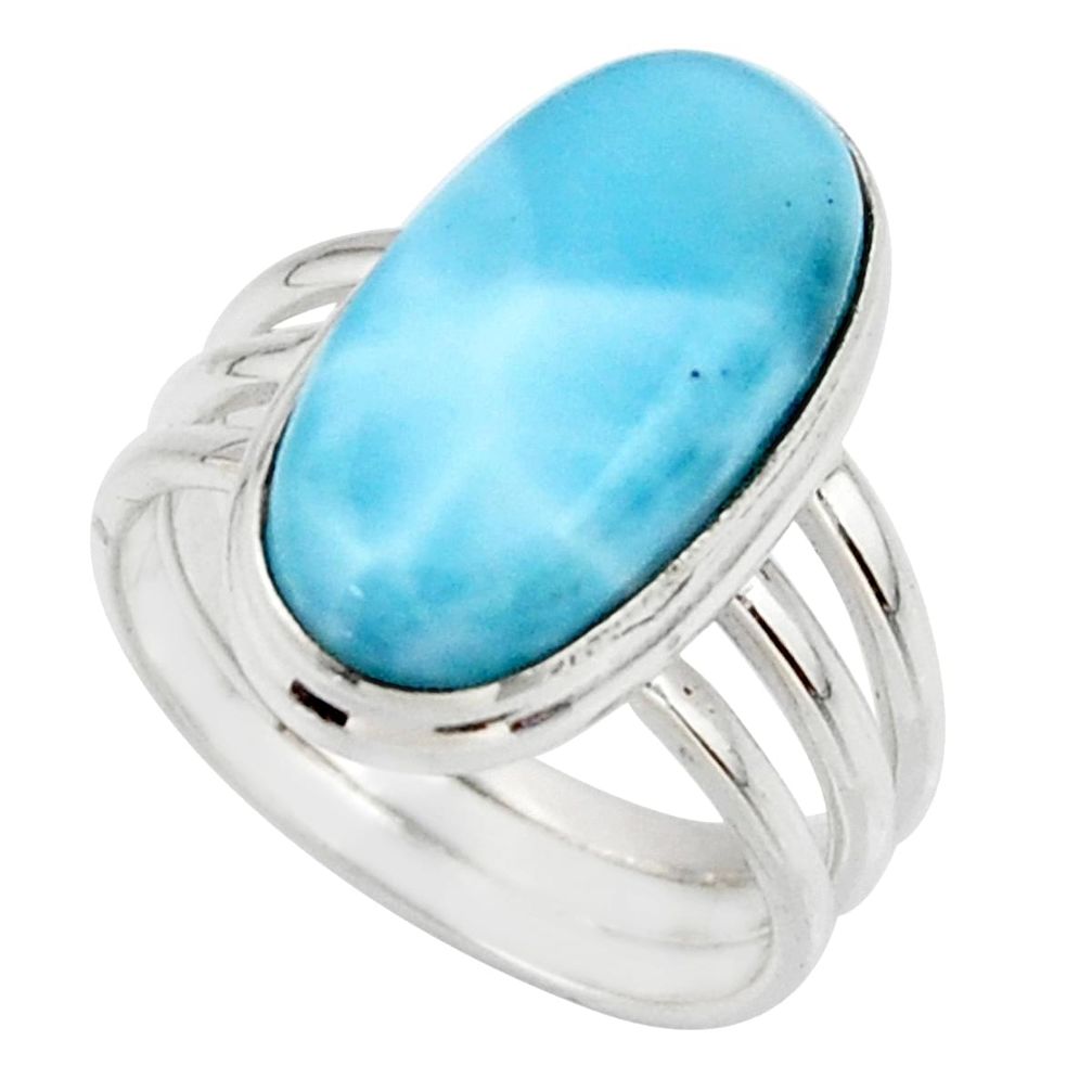 7.84cts natural blue larimar 925 silver solitaire ring jewelry size 7 r48091