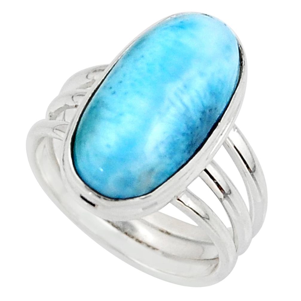 7.83cts natural blue larimar 925 silver solitaire ring jewelry size 7 r48096