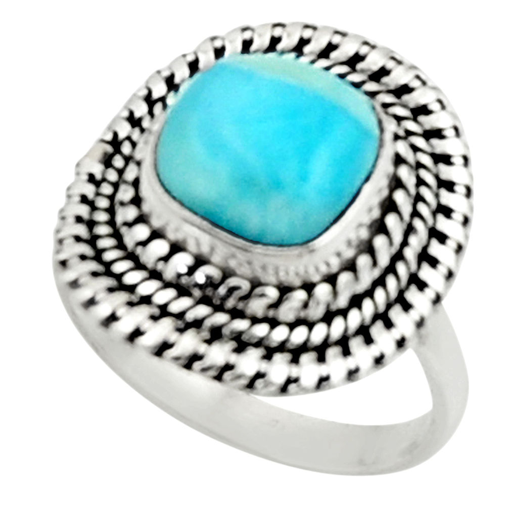 5.11cts natural blue larimar 925 silver solitaire ring jewelry size 7 r52428