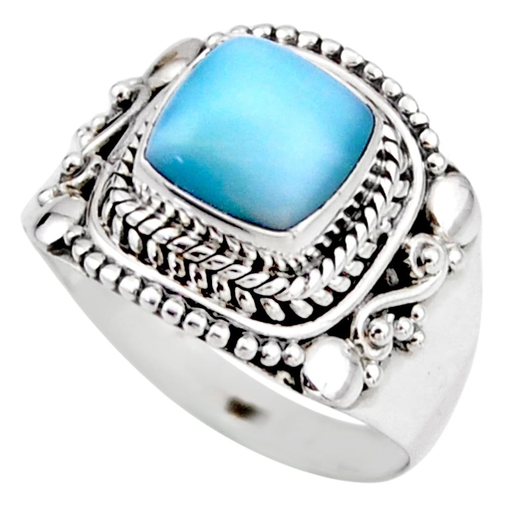 3.35cts natural blue larimar 925 silver solitaire ring jewelry size 7 r53555