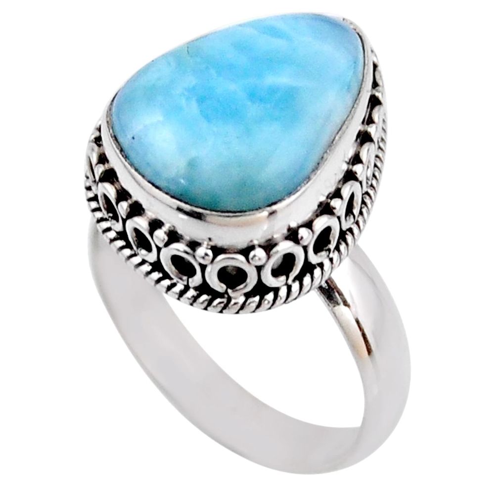 7.66cts natural blue larimar 925 silver solitaire ring jewelry size 7 r53762