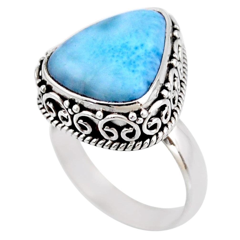 10.02cts natural blue larimar 925 silver solitaire ring jewelry size 7 r53773