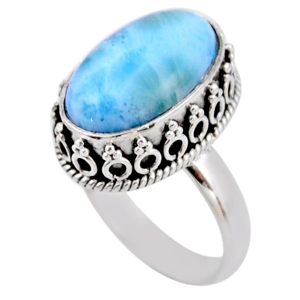 7.35cts natural blue larimar 925 silver solitaire ring jewelry size 7 r53780