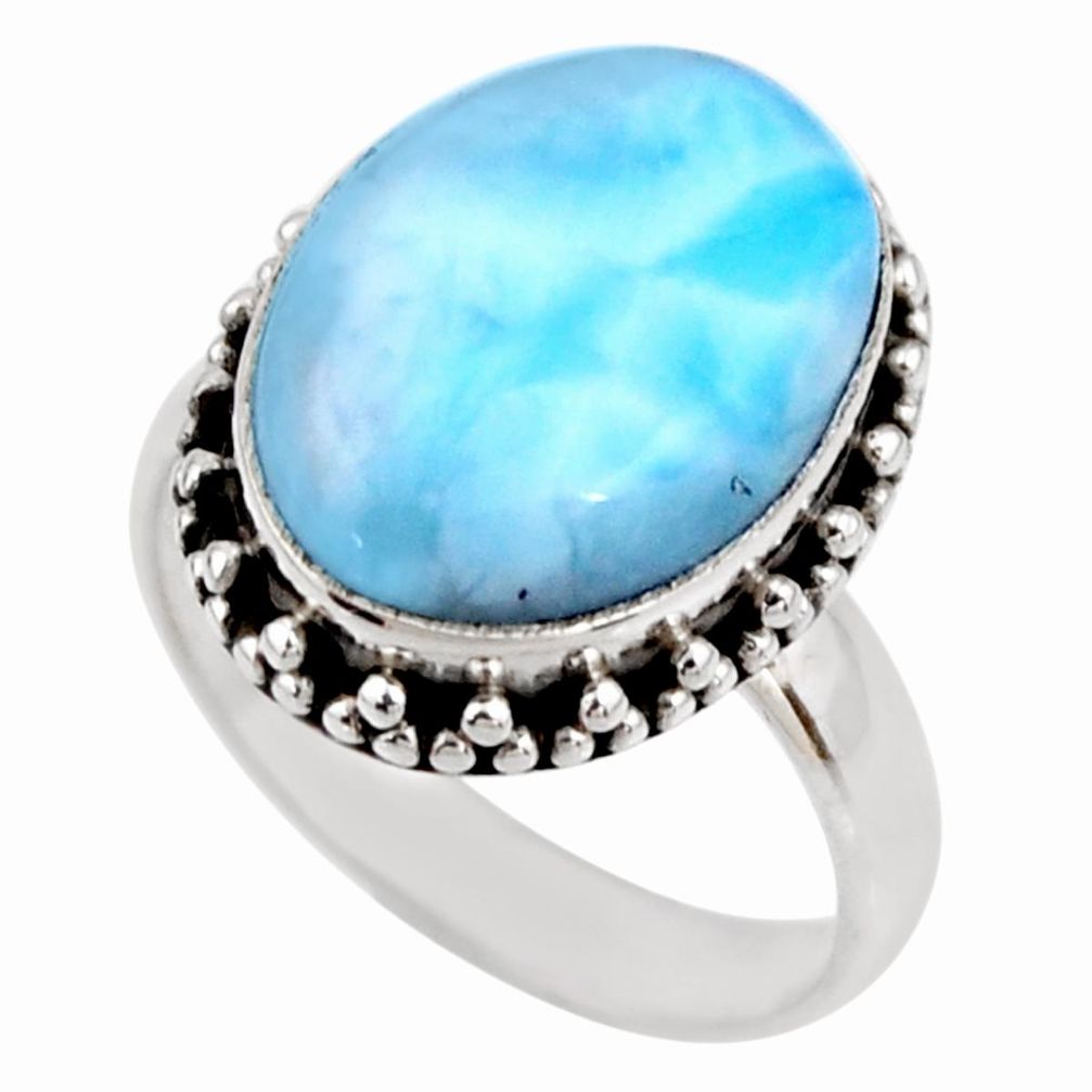 9.54cts natural blue larimar 925 silver solitaire ring jewelry size 7 r53813
