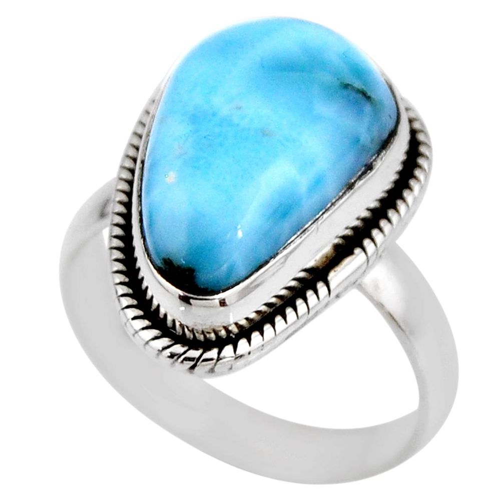 7.89cts natural blue larimar 925 silver solitaire ring jewelry size 7 r53823